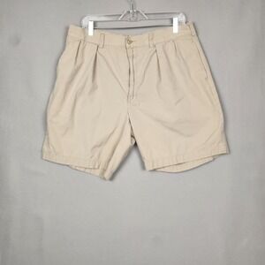 Polo Ralph Lauren Shorts Mens 38 Khaki Pleated 100% Cotton Classic Chino Casual